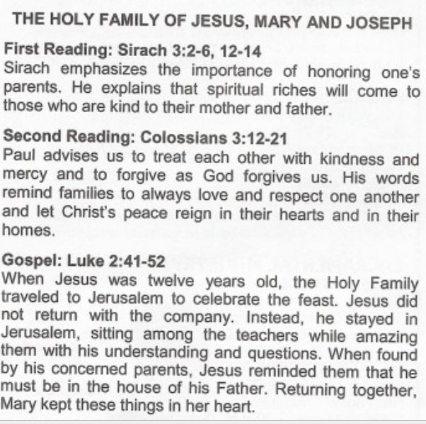 holy family readings